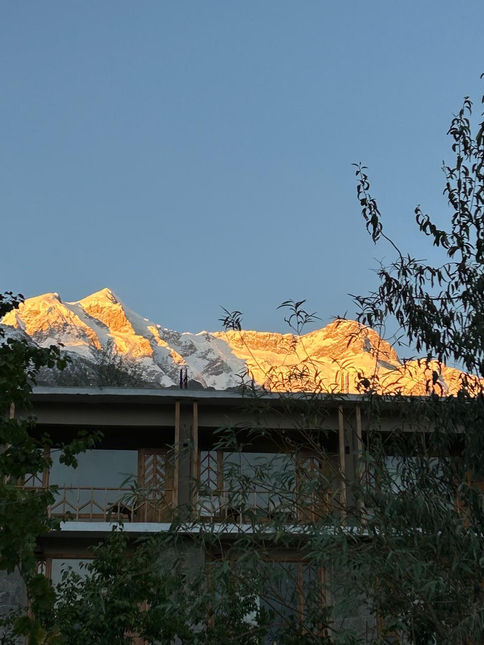 House with mountain background